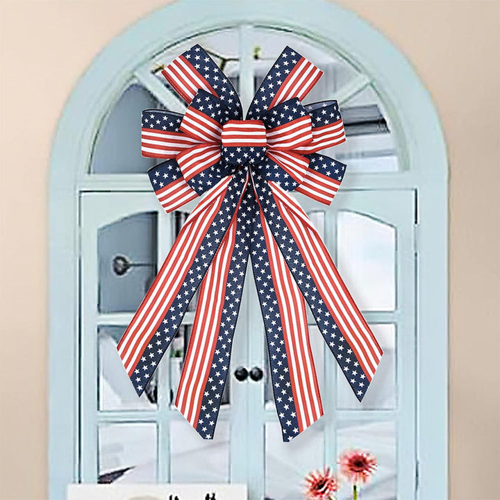 Unisex decorative bow in large size with long ribbons and star pattern for door and wall decoration Kalsten