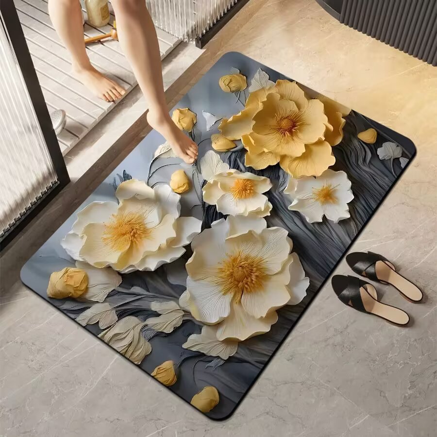 Floral Design Bath Mat