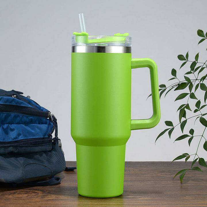 Women High-Quality Thermo Mug with Practical Carrying Handle and Integrated Straw Kalsten