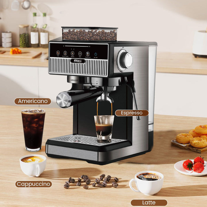 Espresso machine with integrated grinder and precise temperature settings Kalsten