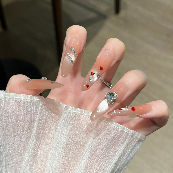 Glamorous Crystal-Embellished Press-On Nails Kalsten