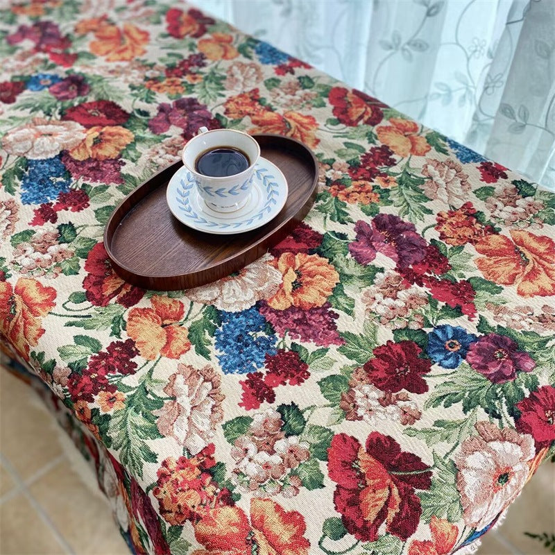 Elegant Floral Tapestry Tablecloth