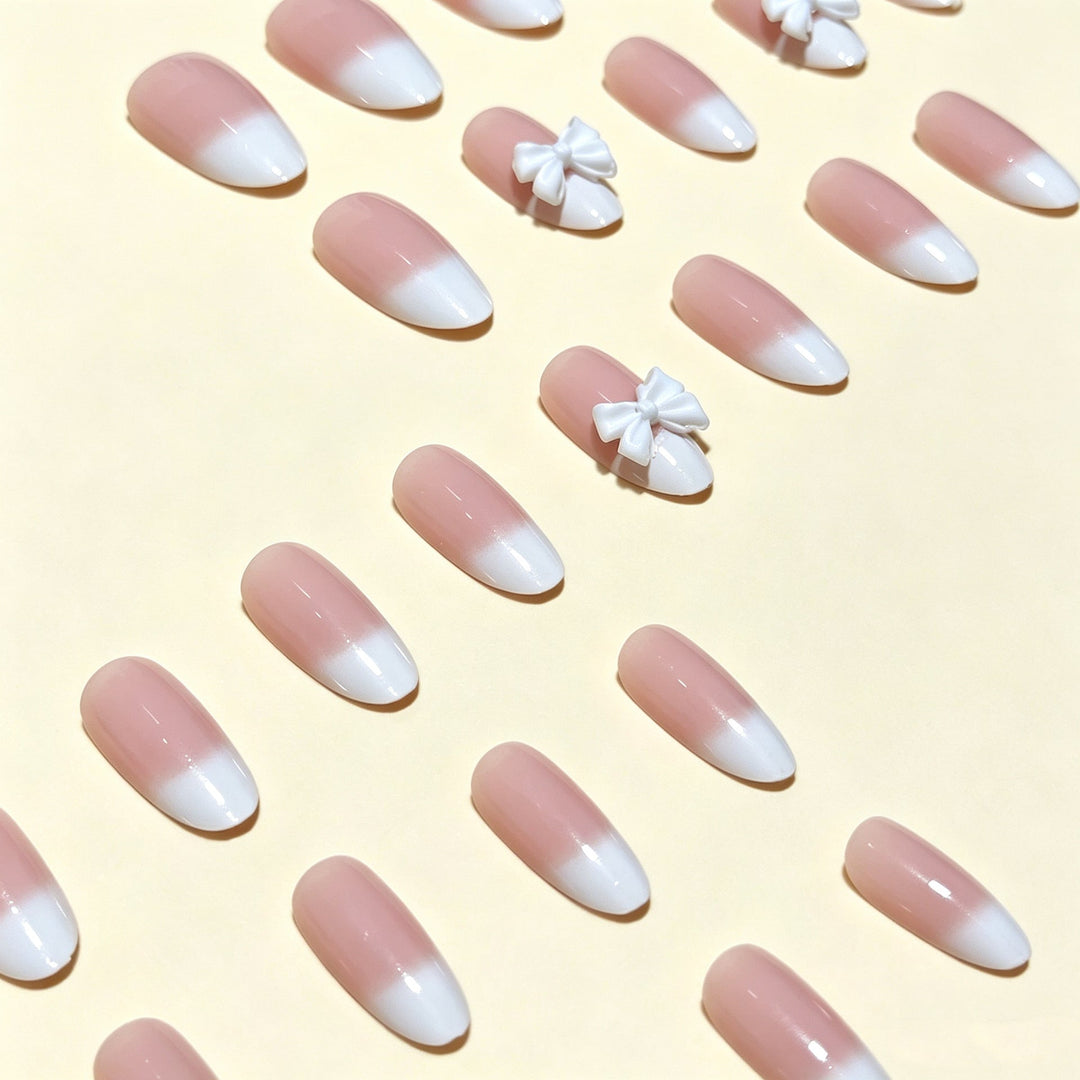Elegant Bow-Adorned Press-On Nail Tips Kalsten