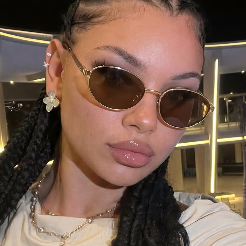 Women's fashionable sunglasses with narrow metal frame Kalsten