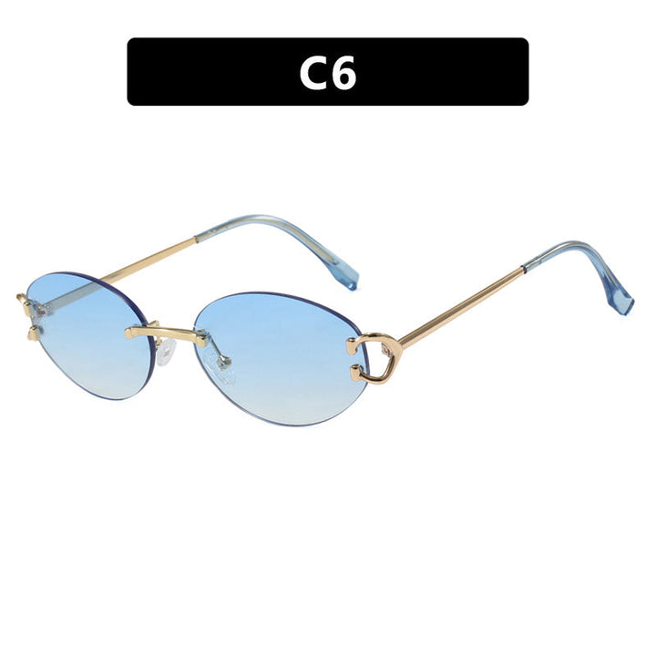 Women's elegant oval-shaped sunglasses with fashionable metal frame Kalsten