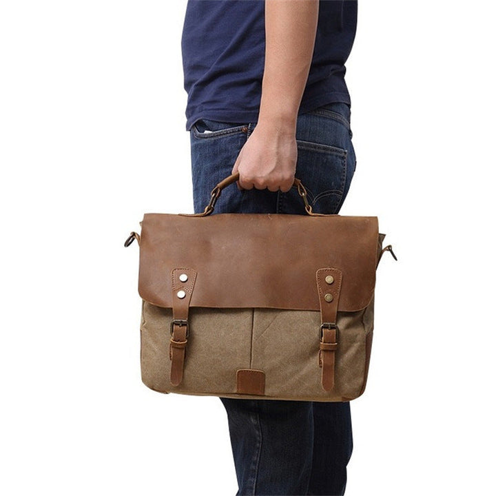 Robust Briefcase Made of Durable Canvas and Leather Kalsten