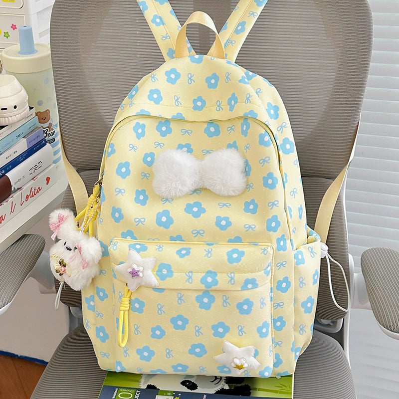 Cute Character Design Floral School Backpack