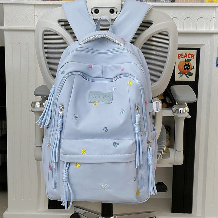 Adorable Embroidered Trendy School Backpack