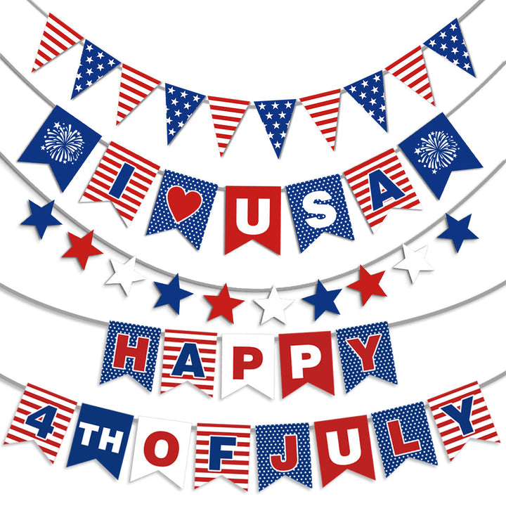 Unisex nan patriotic decorative bunting banner set with pre-strung USA letters and star garlands Kalsten
