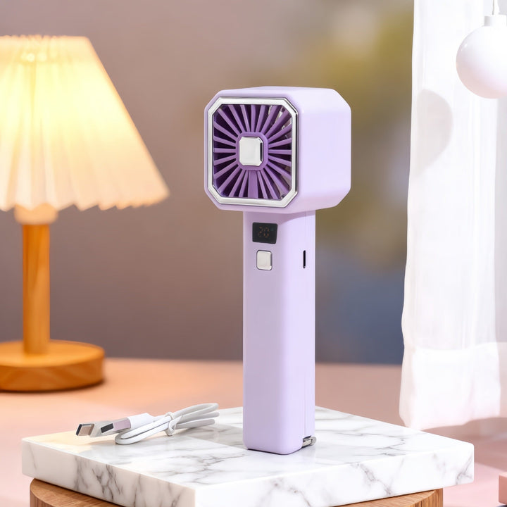 Women's Portable Handheld Fan with LCD Display and USB Charging Function Kalsten