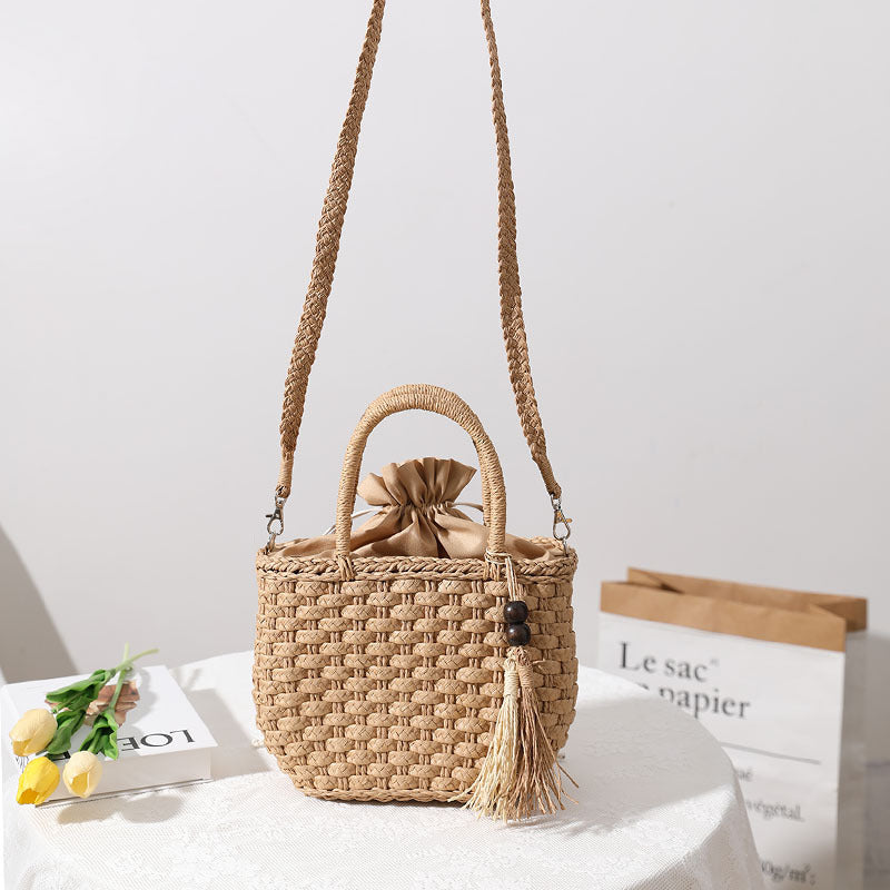 Handcrafted Macrame Tote Bag with Decorative Drawstring Kalsten
