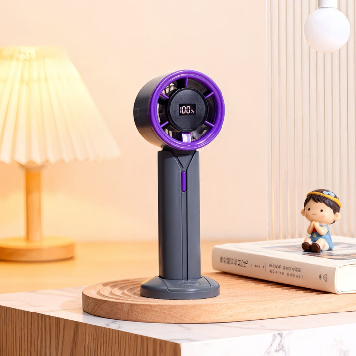 Ladies Portable Hand Fan with LCD Digital Display and USB Charging Function Kalsten