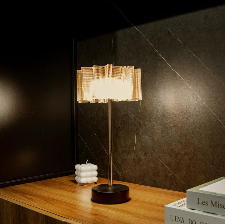 Pleated Full-Aluminum Rechargeable Table Lamp | Kalsten