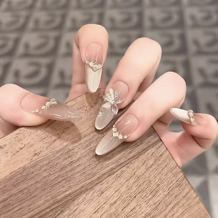 Artistic Floral Embellished Press-On Nail Extensions Kalsten