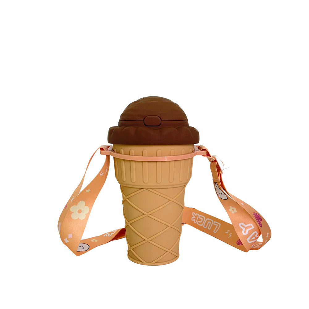 Women’s creative ice cream cup drinking bottle with practical carrying strap Kalsten