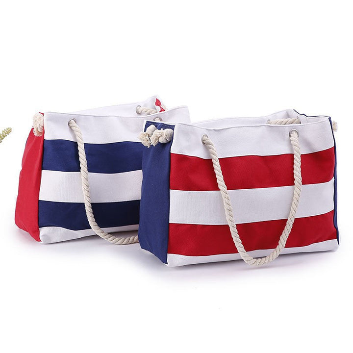 Shopping bag with maritime stripes and robust rope handles Kalsten