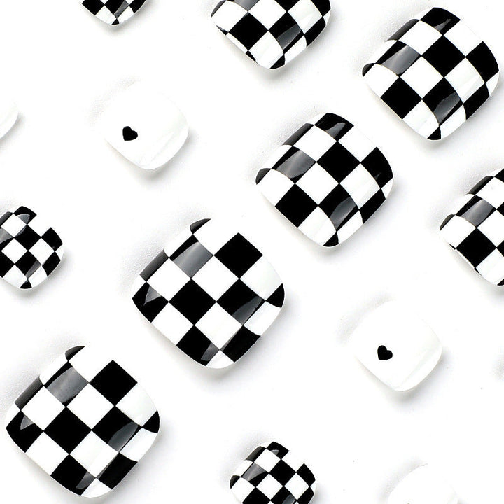 Stylish Checkerboard Pattern Artificial Nails Kalsten