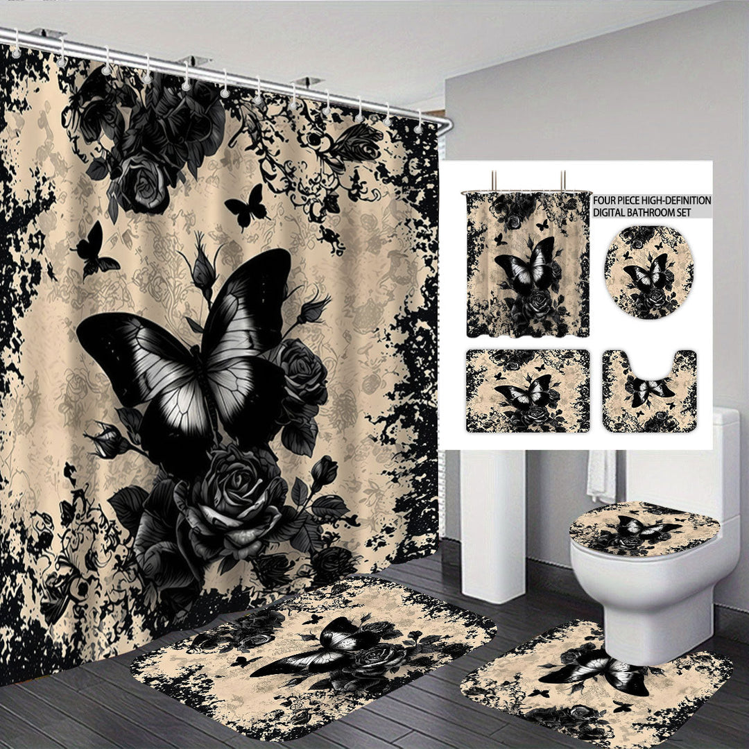 Artistic Skull and Floral Themed Bathroom Set Kalsten