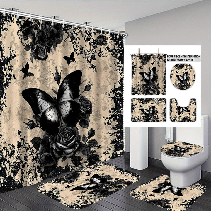 Artistic Skull and Floral Themed Bathroom Set Kalsten