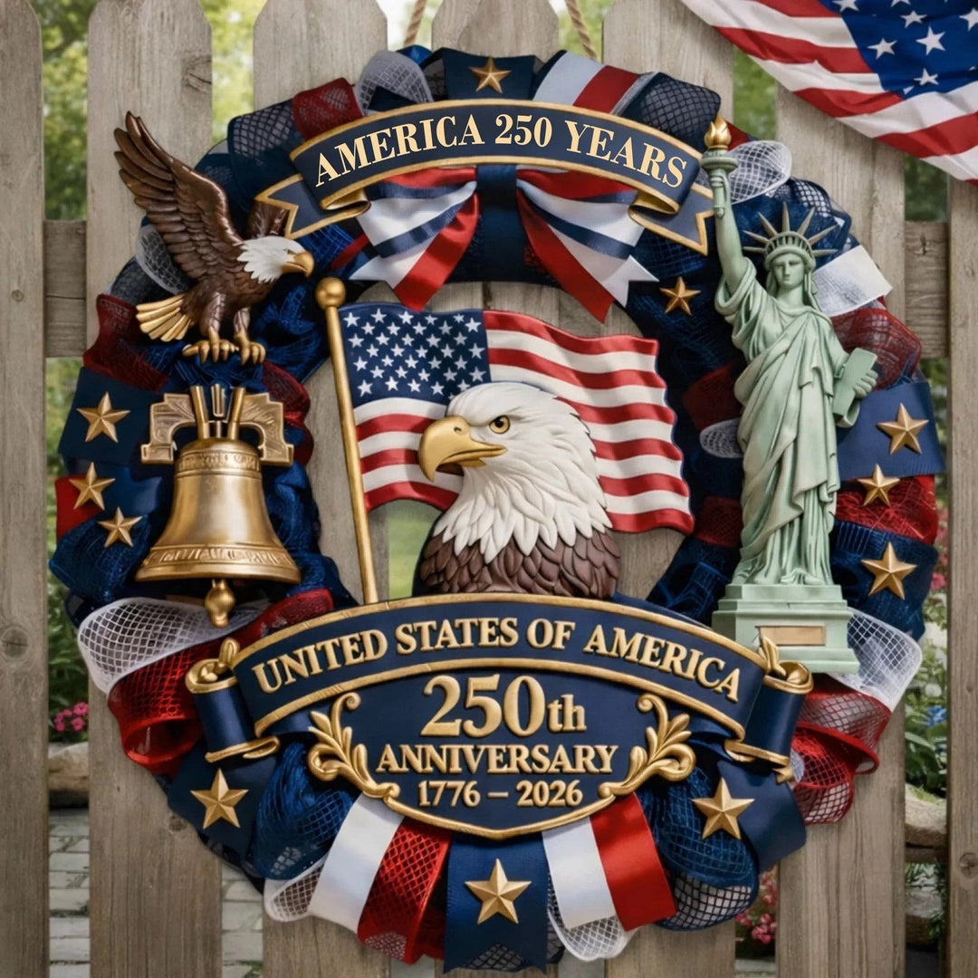 Unisex nan patriotic anniversary commemorative circular resin wall plaque with high-relief eagle Liberty Bell and Statue of Liberty personalization Kalsten