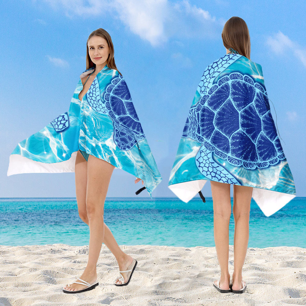 Hooded beach poncho with mandala motif Kalsten
