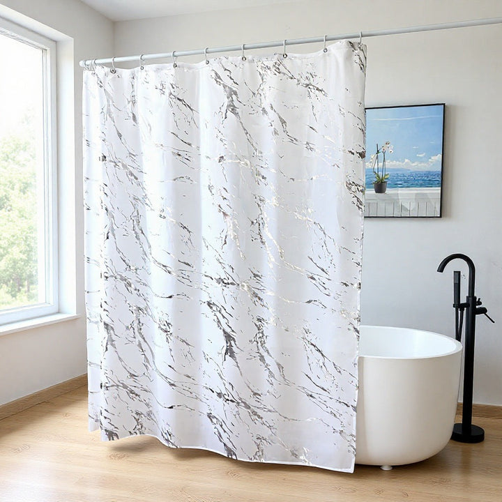 Marble Effect Waterproof Shower Curtain Kalsten