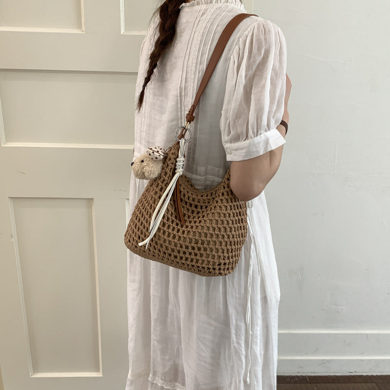 Trendy Mesh Bag with Leather Accents Kalsten
