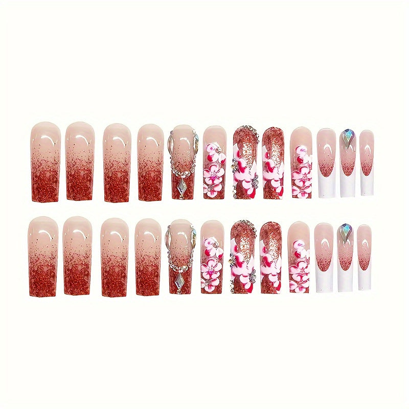 Designer Floral Acrylic Nail Art Kalsten