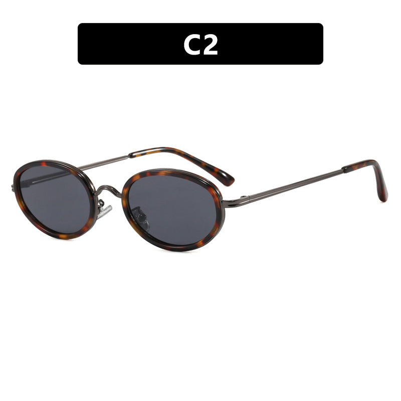 Ladies elegant round sunglasses with stylish metal frame Kalsten