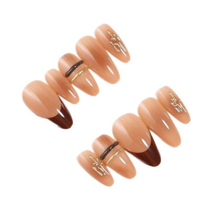 Elegant Ombre Press-On Nail Tips with Metallic Accents Kalsten