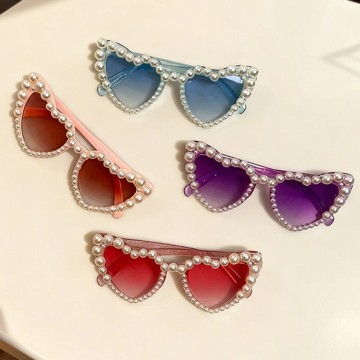 Decorative Pearl-Embellished Cat-Eye Sunglasses Kalsten