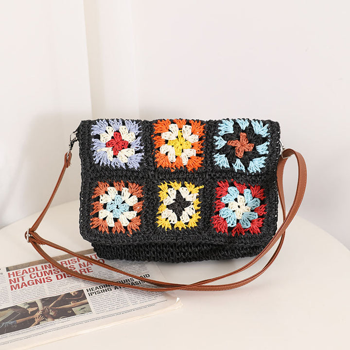 Fashionable shoulder bag with colorful crochet pattern Kalsten