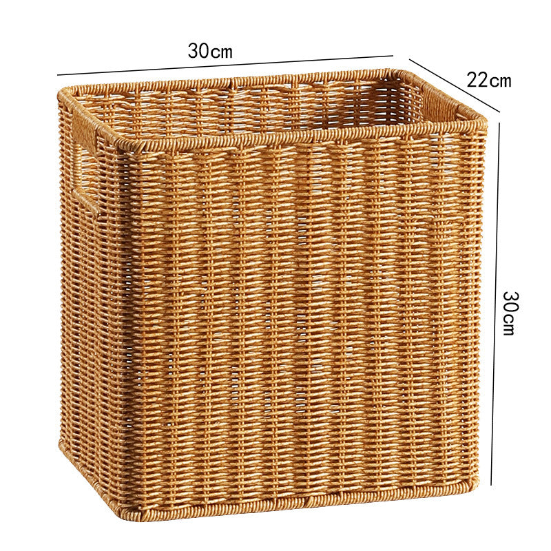 Handwoven Rectangular Storage Basket with Cutout Handles Kalsten