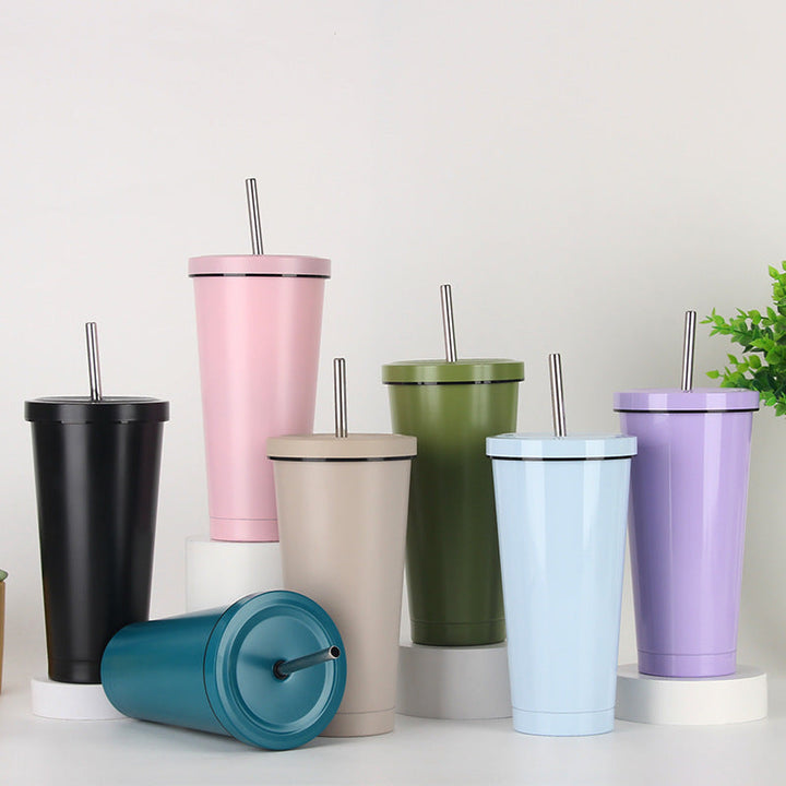 Women's stainless steel drinking cup with straw Kalsten