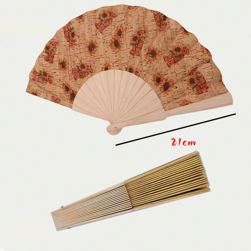 Ladies handcrafted fan made of cork and wood Kalsten