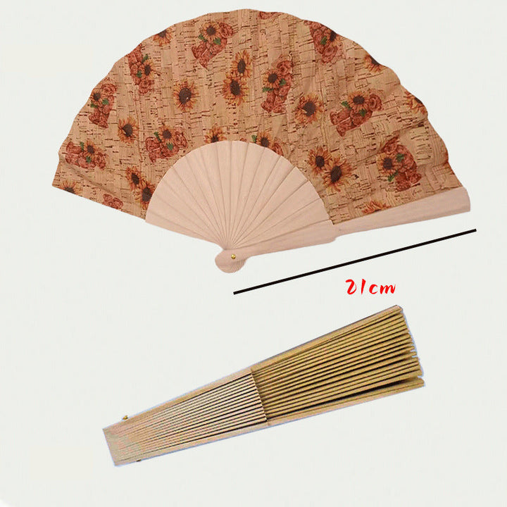 Ladies handcrafted fan made of cork and wood Kalsten