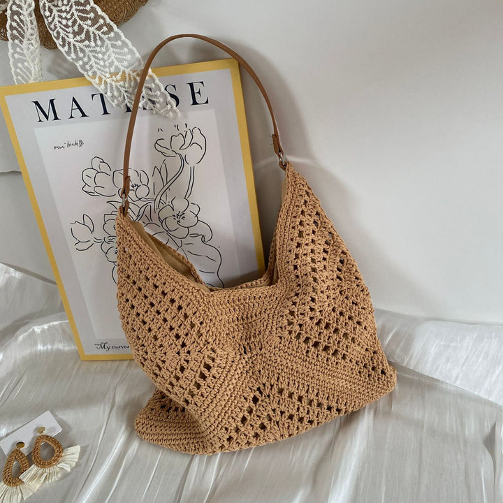 Knit shoulder bag with leather handles Kalsten