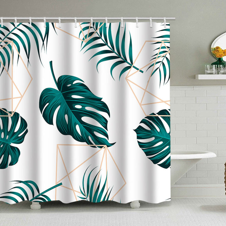 Tropical Leaf Print Shower Curtain Kalsten