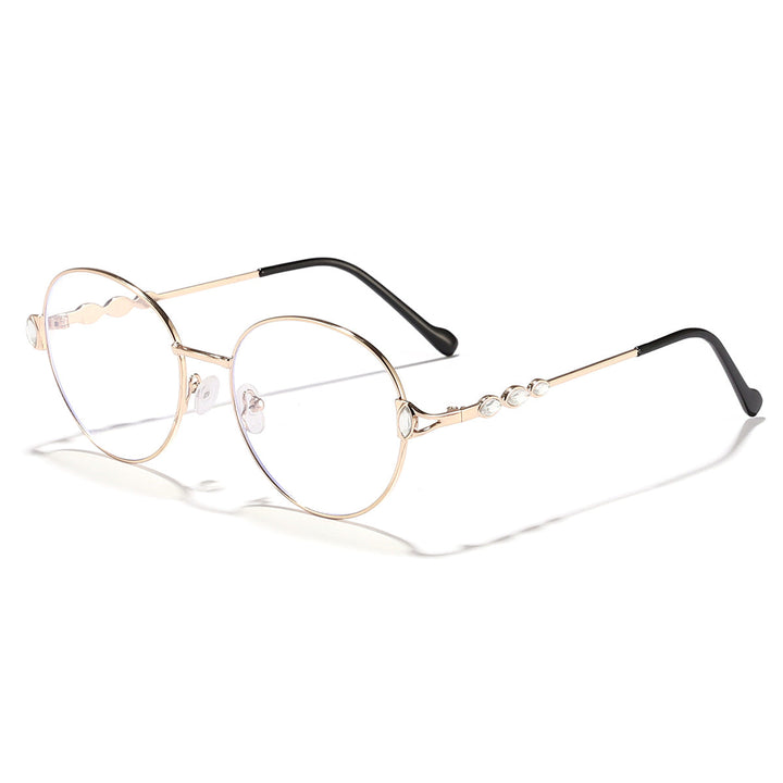 Women round sunglasses with elegant metal frame and mirrored lenses Kalsten