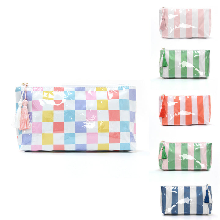 Cosmetic pouch with colorful check pattern Kalsten