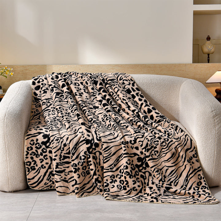 Luxury Leopard-Print Fleece Throw Blanket Kalsten