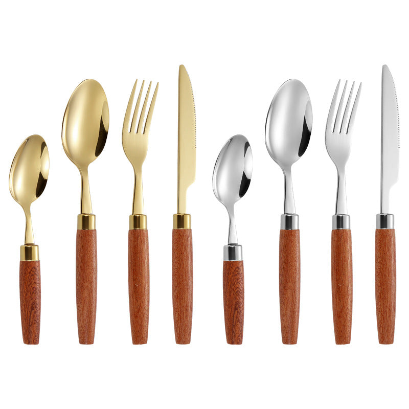 Elegant dessert spoon with ergonomic wooden handle Kalsten