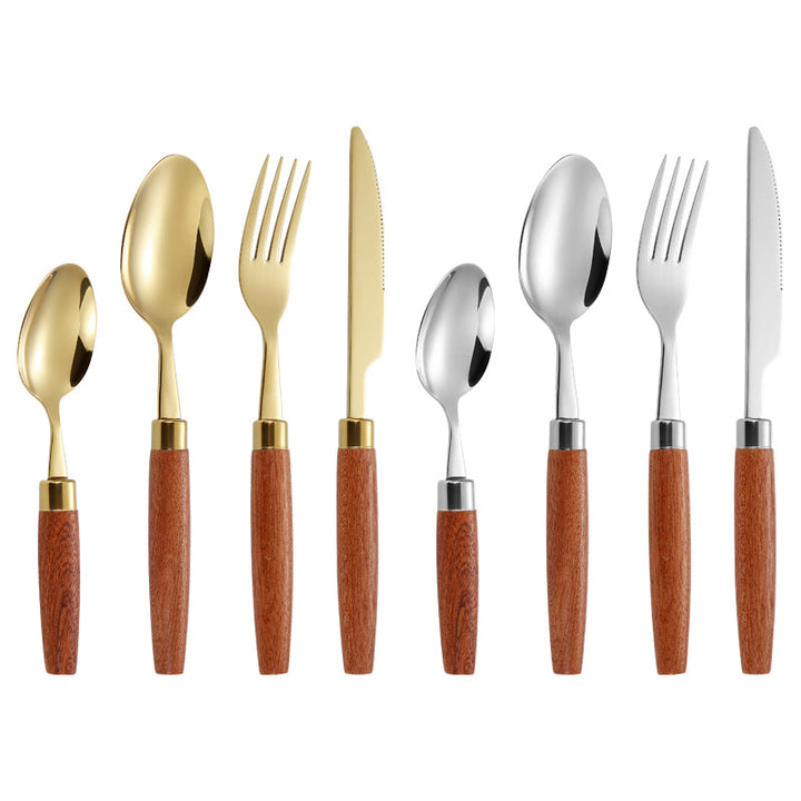Elegant dessert spoon with ergonomic wooden handle Kalsten