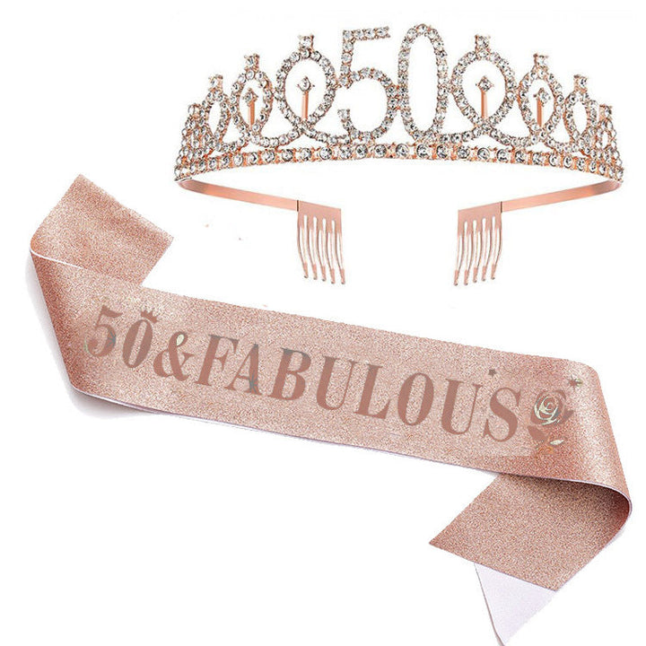 Women's Glittering Birthday Tiara Set with Sash Kalsten