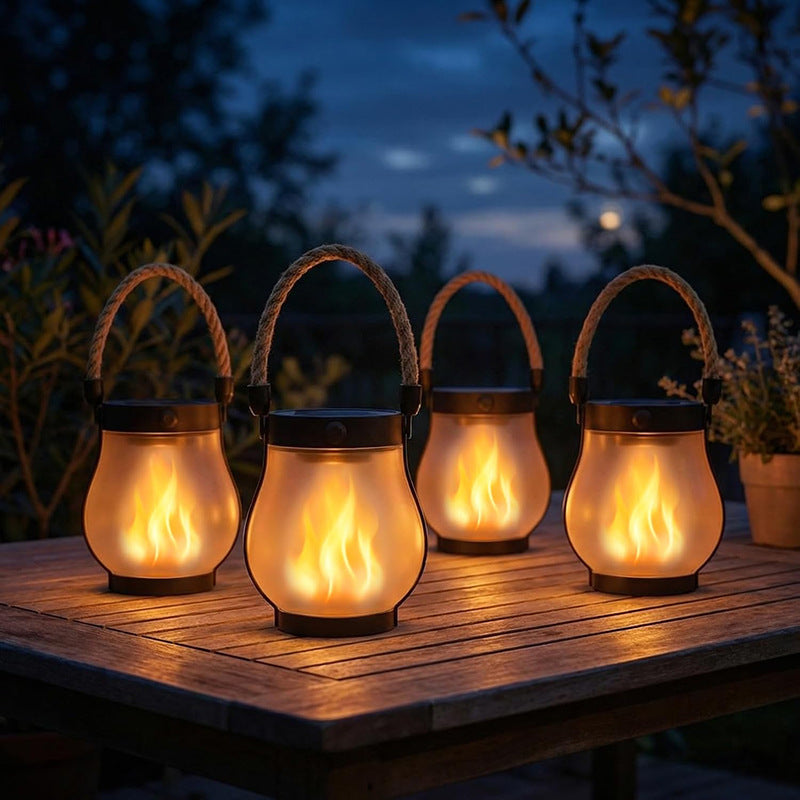 Unisex solar-powered lantern in modern fire design style Kalsten