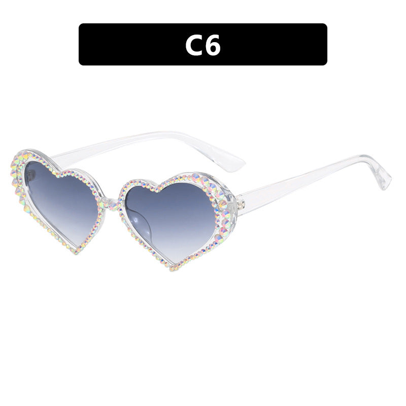 Women's Heart-Shaped Sunglasses with Rhinestone-Embellished Frame Kalsten