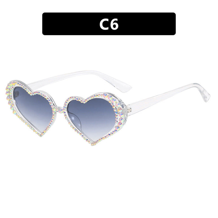 Women's Heart-Shaped Sunglasses with Rhinestone-Embellished Frame Kalsten