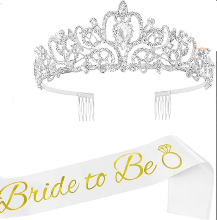 Women Elegant Tiara with Personalized Sash Kalsten