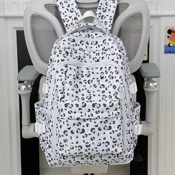 Multi-Functional Leopard Print School Backpack