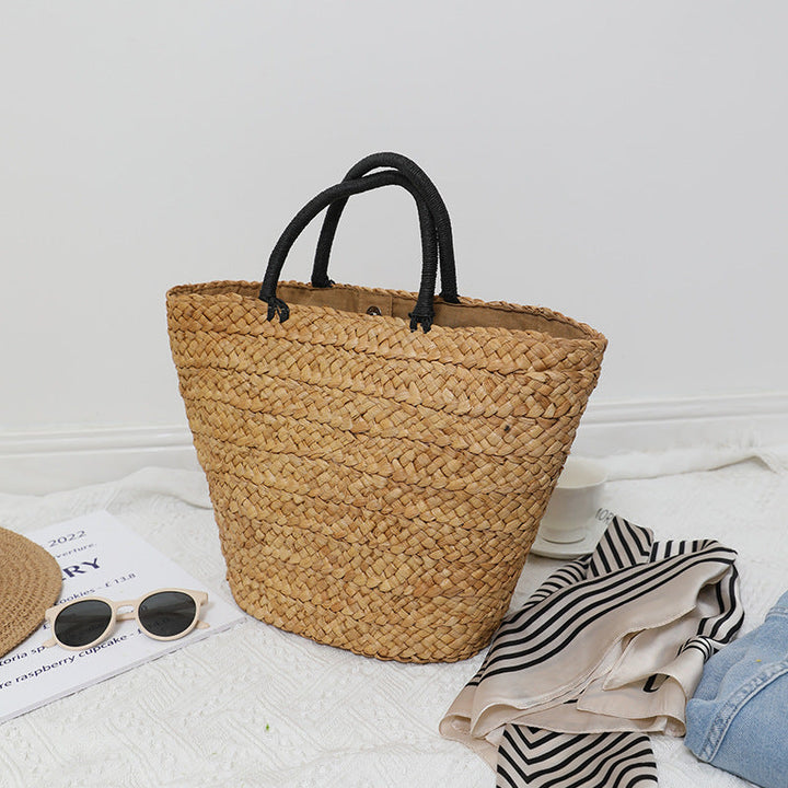Elegant Basket Bag with Contrast Handles Kalsten